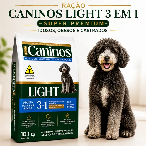 Ração Light 10kg Caninos Super Premium 25% Proteína Sabor Carnes Nobres