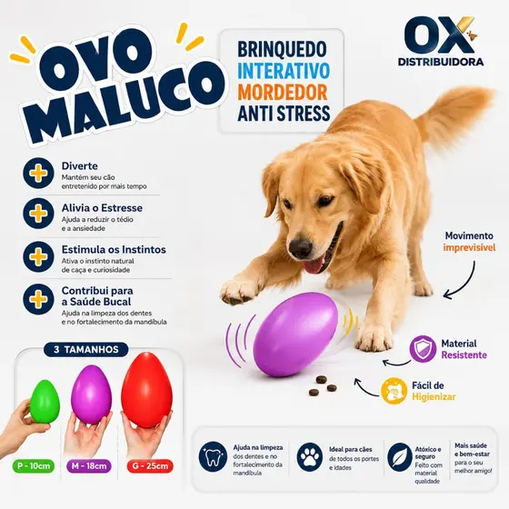 Brinquedo Cachorro Ovo Maluco Bolinha Interativa Diversos Tamanhos