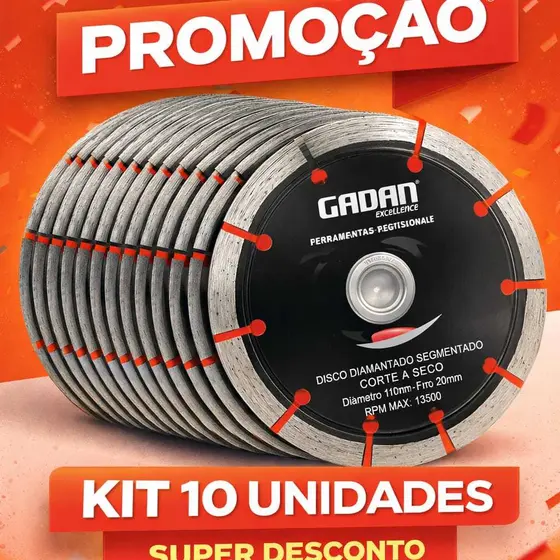 KIT Disco de Corte Diamantado e Segmentado 4'' 110 x 20mm ( 10 unidades )
