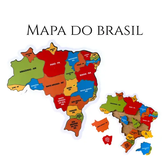 Mapa do Brasil Quebra Cabeça MDF Estados Educativo Infantil Pedagógico