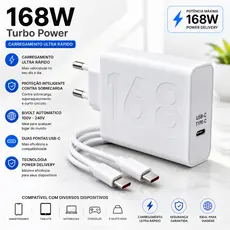 KIT Carregador Cabo E Fonte Turbo 67W / 150W / 168W Carga Rápida Celular Android Xiaom Red Poco