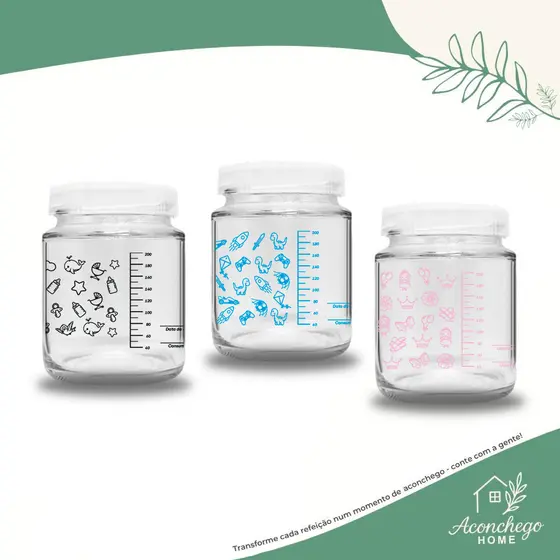 Kit 8 Potes Amamentação / Leite Materno Com Graduação 200ml - Essenciais P/ Amamentação