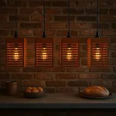 Kit 4 Luminária Pendente de Teto Estilo Moderno Área Gourmet - Rústico