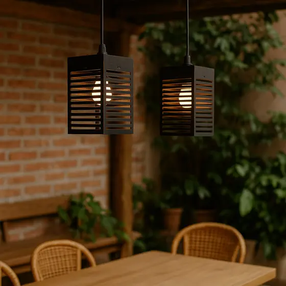 Kit 2 Luminárias Pendentes De Teto Estilo Moderno Área Gourmet - Preto