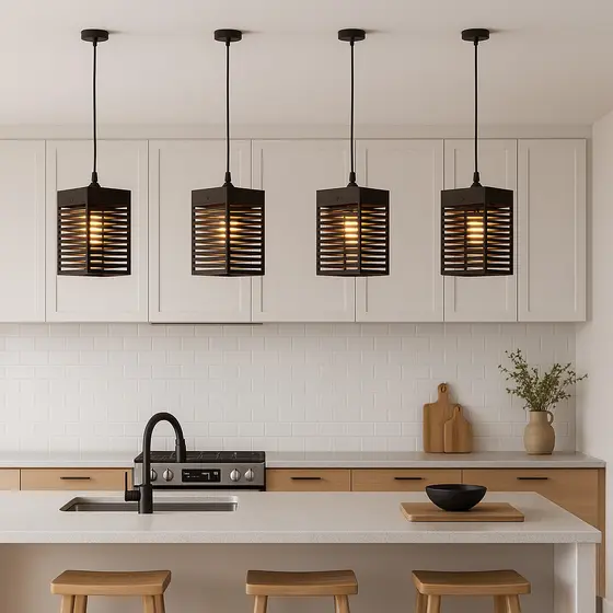 Kit 4 Luminárias Pendentes De Teto Estilo Moderno Área Gourmet - Preto