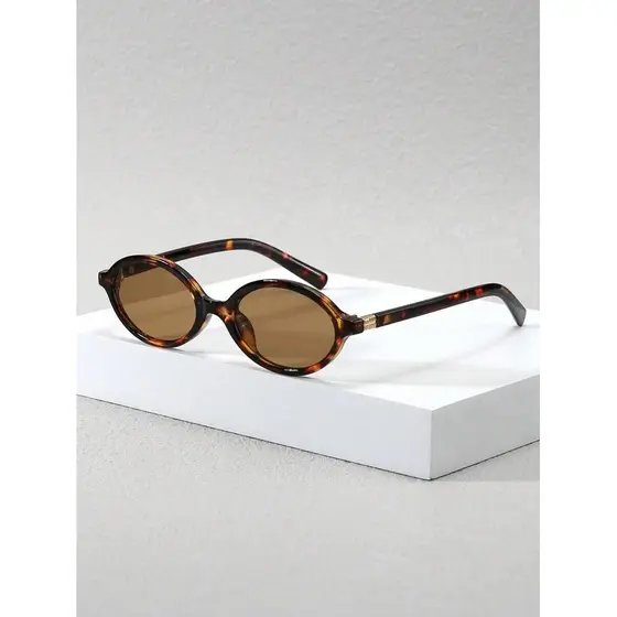 Óculos de Sol feminino de Estilo vintage com Decoração de Templo de Metal de Armação Oval Pequena Mulheres, Estilo Oval