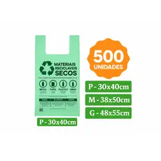 Sacola Plástica Super Reforçada  Biodegradável Verde Lei Prefeitura 30x40 38x50 48x55