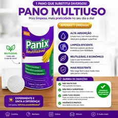 Pano Multiuso Reutilizável Panix 58 Panos Lavável Alta Absorção