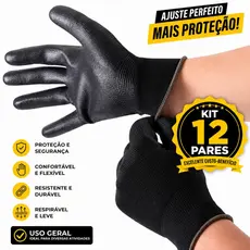 Kit 24 Luvas Tátil Multitoque Luva de PU  Luva de Proteção de Segurança para uso geral em pintores mecânicos pedreiros