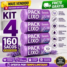 Kit 4 Sacos de Lixo Perfumados Lavanda 160 Sacos Pia e Banheiro 34x38cm Neutraliza Odores