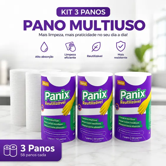 Kit 3 Panos Multi Uso Reutilizável Manicure Com 174 Toalhas Panix