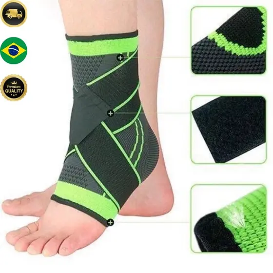 Tornozeleira Ortopédica de Compressão Profissional com Ajuste Duplo – Suporte Esportivo para Entorse e Dor no Tornozelo