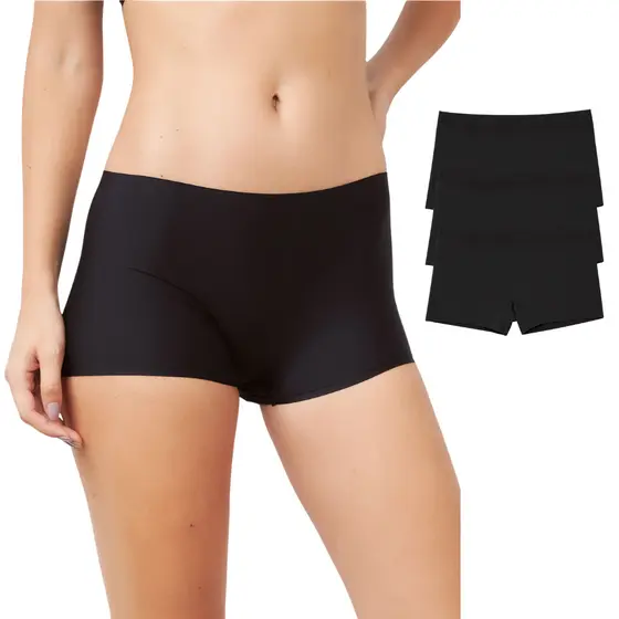Kit com 3 Calcinhas Boxer Boyshort Sem Costura Segunda Pele