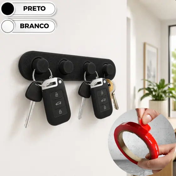 Organizador Encaixe Porta Suporte Chaveiro Chaves Casa Carro Empresa 4 Pinos Fita Adesiva Dupla Face