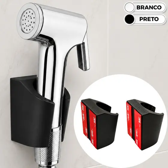 2 Porta Chuveirinho Ducha Higiênica Chuveiro Adesivo Parede Fita Dupla Face 3M Instalação Sem Furo