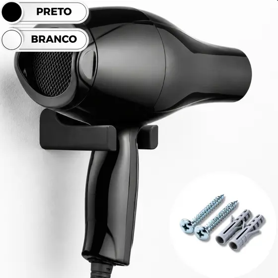 Base Suporte Organização Porta Secador de Cabelo Taiff Móvel Parede Bancada Salão Beleza Barbearia