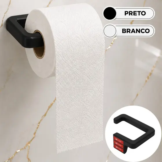 Suporte Porta Papel Higiênico Parede Banheiro Lavabo Dupla Face 3m Fácil Instalação Sem Furação