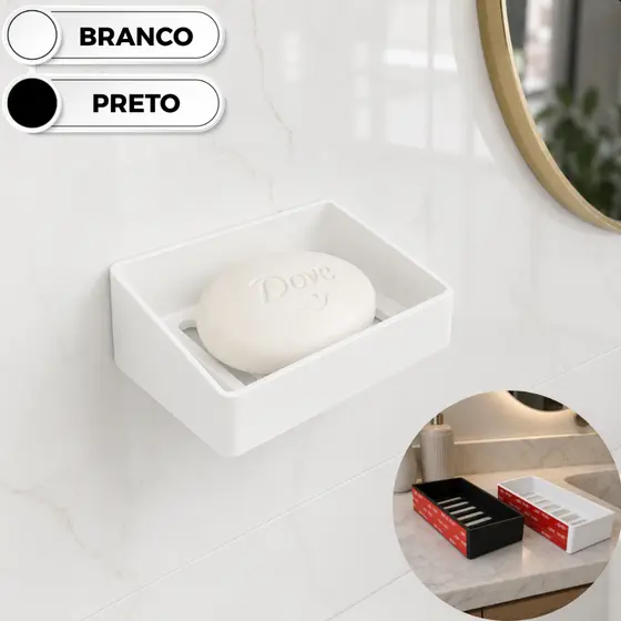 Suporte Porta Sabonete Sabão Barra Saboneteira Parede Banheiro Lavabo WC Pia Box Fita Dupla Face