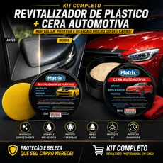 Kit Revitalizador de Plástico para Choque + Cera Automotiva Carro e Moto Brilho Intenso
