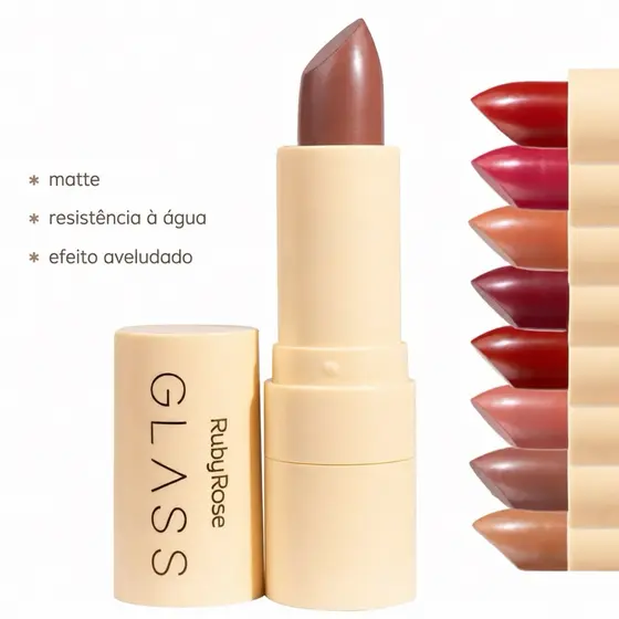 Batom Bala Creamy Matte Glass- Ruby Rose- Aveludado e Cores Intensas