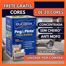 Tinta Eucatex Acrilica Peg e Pinte Antimofo, Sem Cheiro, Uso Interno e Profissional Cores 18 Litros
