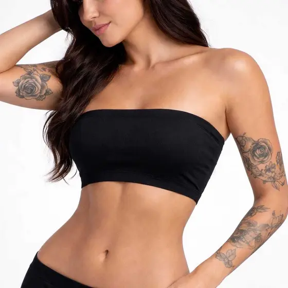 Top Faixa Tomara Que Caia Sem Bojo Cropped Basico Sutiã Faixa Cotton Algodão Sem Alça