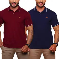 kit 2 Camisa  Gola Polo  Alta Qualidade 100% Algodão Camiseta básica Masculina