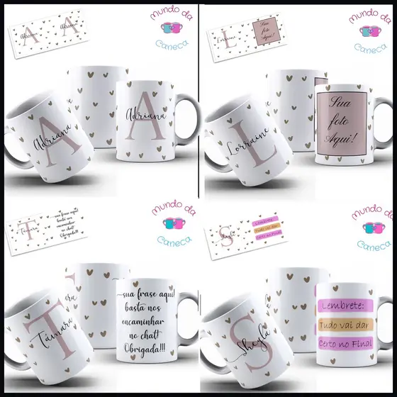 Caneca Personalizada com Nome Inicial Frase ou Foto de Porcelana