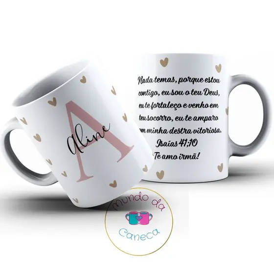 Caneca Personalizada com a Inicial e seu Nome e sua Frase (Temos Todas as Iniciais)