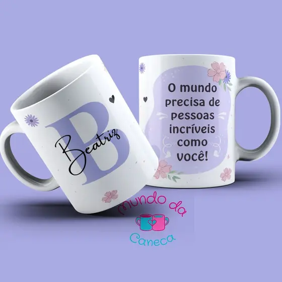 Caneca Xícara Personalizada Com Seu Nome Porcelana 325ml (Temos todas as Letras)