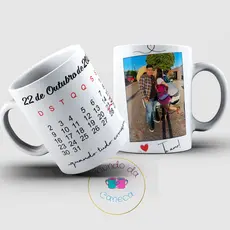 Caneca Namorados Casados Calendário Data Especial Personalizada com Foto e Data