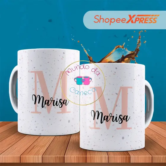 Caneca Personalizada com sua Letra e Nome de Porcelana