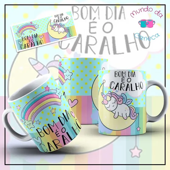 Caneca Personalizada Unicórnio Mal Educado de Porcelana 30 Modelos Diferentes Engraçada Criativa