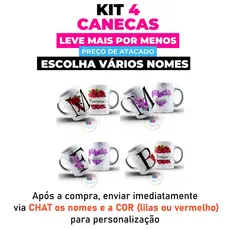 Caneca Personalizada com a Inicial e seu Nome Floral de Porcelana (Temos Todas as Iniciais)
