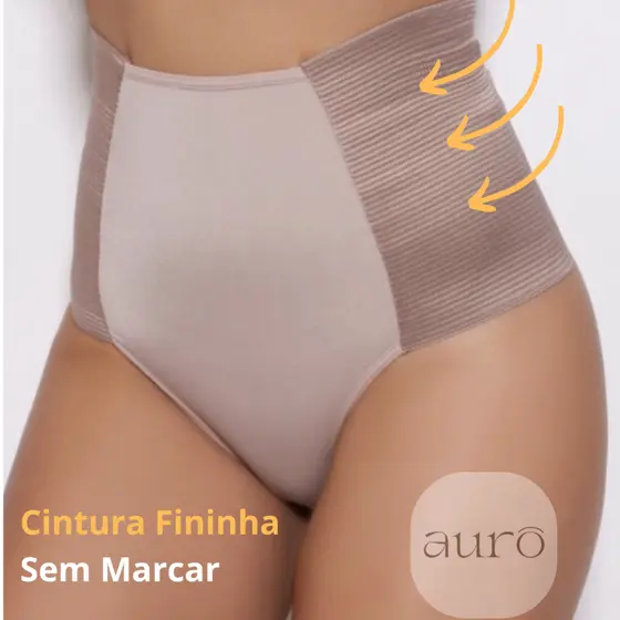 Calcinha Cinta Modeladora Cós Alto | Seca Barriga e Não Marca | Compressão Elático Galena