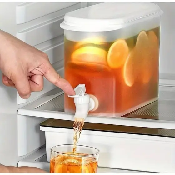 Suqueira Plástica Com Tampa E Torneira Para Geladeira Capacidade 3 Litros Para Agua Suco E Refri