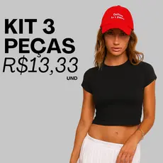KIT 03 Baby Tee Feminina - Blusa Slim Fit Manga Curta - Blusa de Compressao Baby Tee