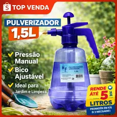 Pulverizador Spray 1,5L Borrifador Manual Com Pressão Ajustável Jardim Limpeza - 1 2 3 Unidades