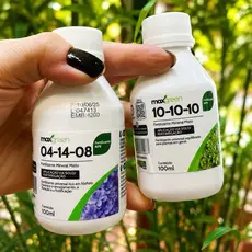 Combo Adubo Fertilizante Líquido Concentrado Para Plantas NPK 10.10.10 e NPK 04.14.08 Maxgreen 100ml