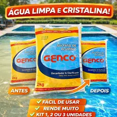 Sulfato de Alumínio Genco 2kg Clarificante Piscina Limpeza Água Cristalina | 1, 2 ou 3 Unidades