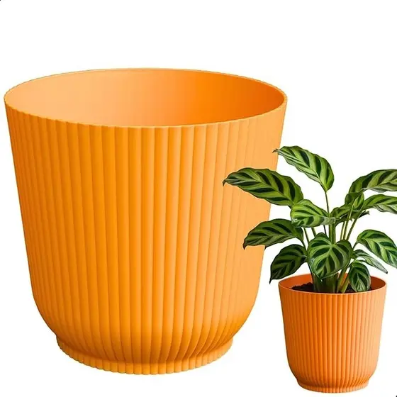 Cachepo Talin Mostarda 16,8x15,96 Vaso Decorativo de Material Resistente