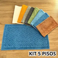 Kit 5 Toalha De Piso Tapete Algodão Atacado Fabrica Felpudo para Banheiro Alta Absorção Hotel Tam 40x75cm