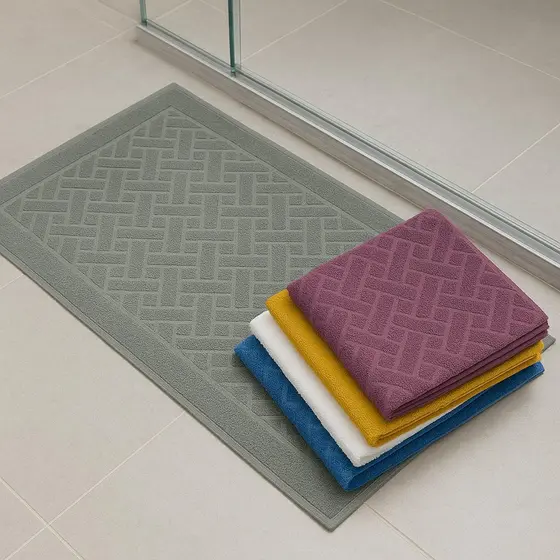 Kit 4 Toalha De Piso Tapete Algodão Atacado Fabrica Gramatura 130 Felpudo para Banheiro Hotel Pousada 40x75cm