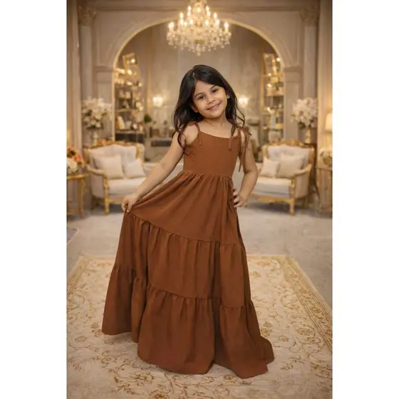 Vestido longo liso três Marias 04, 06, 08, 10, 12, 14 e 16 anos
