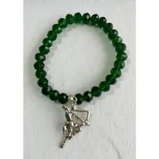 Pulseira De Proteção Orixá Oxossi, Caboclo, Verde,  Pingente, Miçanga cristal, Umbanda e Candomblé