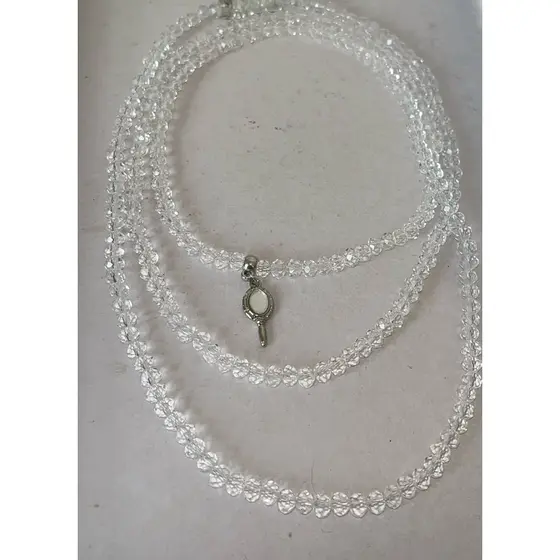 Guia de Proteção Orixá Yemanjá,Cristal Transparente 6mm com firma ,Fio de Conta,Umbanda e Candomblé
