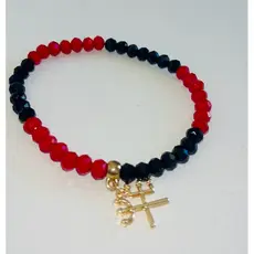 Pulseira Exu e Pombogira Luxo Cristal, Miçanga Cristal4mm, preto e vermelho,Umbanda e Candomblé