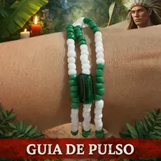 Guia de Pulso Umbanda Caboclo Verde e Branco Proteção Espiritual Pulseira Religiosa