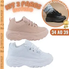 Kit 2 Pares Tênis Buffalo Plataforma Feminino Estilo Jovem Tendência Atual