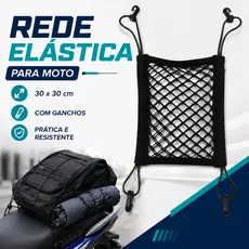 Rede Elástica Para Moto 30x25 Dupla Camada Com Ganchos Prende Capacete Bagagem Carga